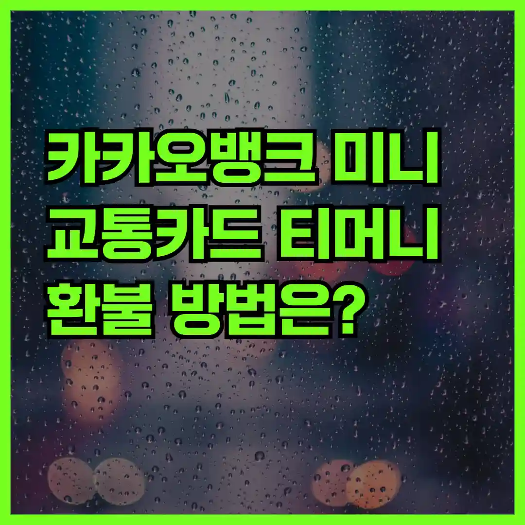 카카오뱅크 미니 교통카드 티머니 환불 방법은?