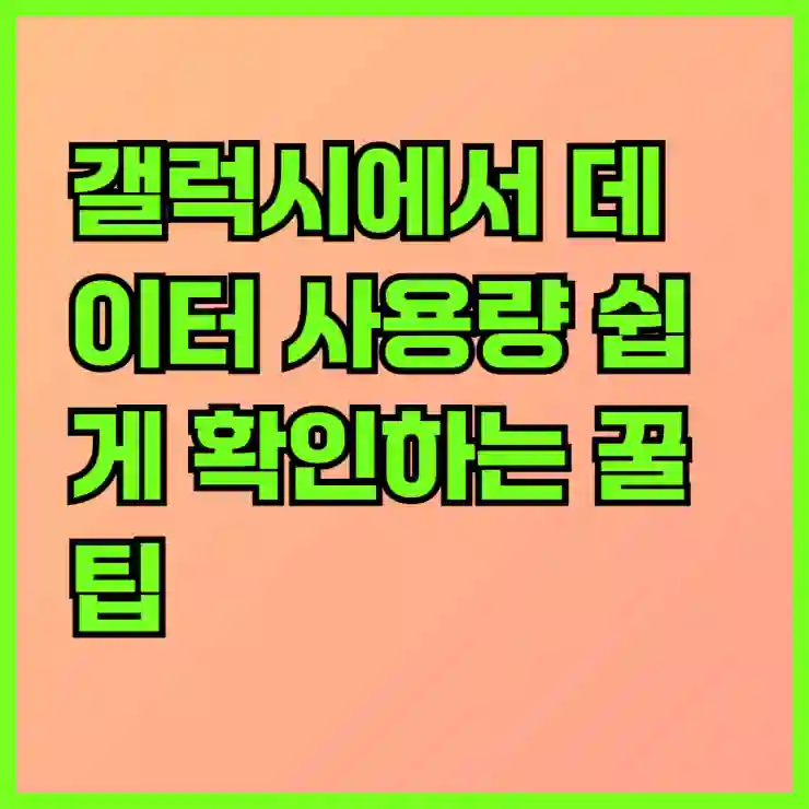 갤럭시에서 데이터 사용량 쉽게 확인하는 꿀팁