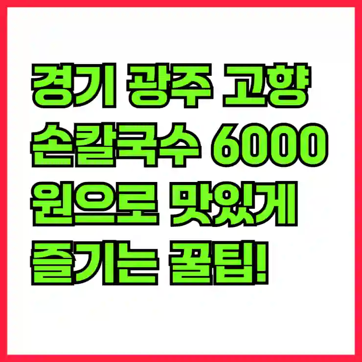 경기 광주 고향손칼국수 3500원으로 맛있게 즐기는 꿀팁!