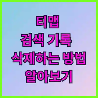 티맵 검색 기록 깔끔하게 삭제하는 비법 알아보기