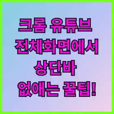 크롬 유튜브 전체화면에서 상단바 없애는 꿀팁!