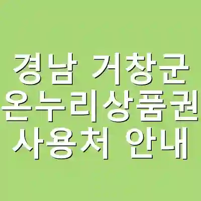 경남 거창군 온누리상품권 사용처 안내